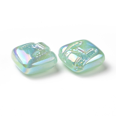 Rainbow Iridescent Plating Acrylic Beads OACR-A010-06B-1