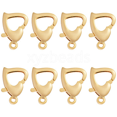 8Pcs Brass Heart Lobster Claw Clasps KK-TA0002-69-1