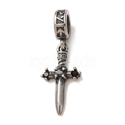 316 Surgical Stainless Steel & Rhinestone European Dangle Charms SA-CBA7555-17AS-01-1