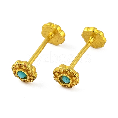 Brass with Synthetic Turquoise Stud Earring Findings KK-G502-13G-1