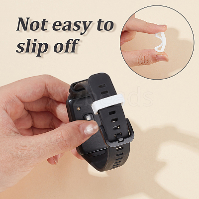 30Pcs 3 Styles Rectangle Silicone Retainer Buckle Holder Watchbands Retaining Hoop Replacement Watch Strap Clasp FIND-CN0002-39B-1