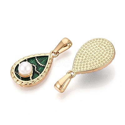 304 Stainless Steel & Enamel & ABS Imitation Pearl Pendants STAS-T072-92A-G-1