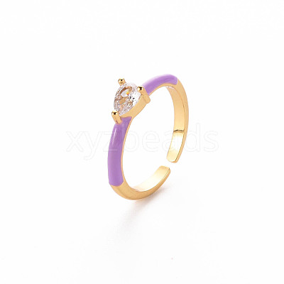 Brass Enamel Cuff Rings RJEW-T016-27C-NF-1