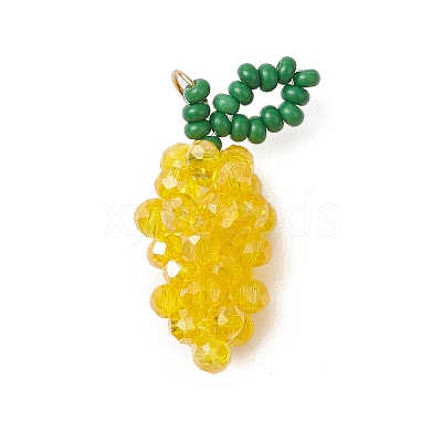 Handmade Glass Beaded Grape Pendants PALLOY-MZ00489-04-1