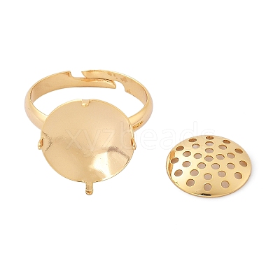 Brass Adjustable Ring Findings KK-K382-15B-G-1