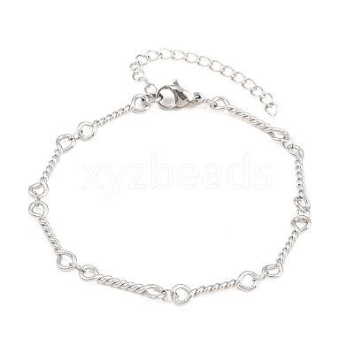 304 Stainless Steel Twisted Rope Link Chain Bracelets for Women BJEW-A160-09P-1