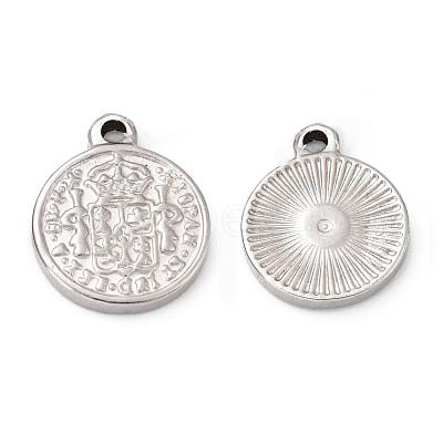 Tarnish Resistant 304 Stainless Steel Coin Pendants STAS-F183-01P-B01-1
