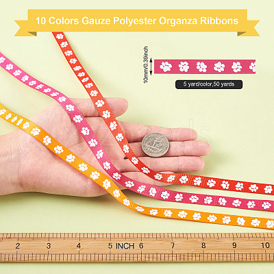50 Yards 10 Colors Polyester Grosgrain Ribbon OCOR-MP0001-01-1