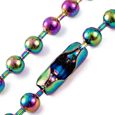 Ion Plating(IP) 304 Stainless Steel Ball Chain Necklaces for Women NJEW-G135-01A-RC-1
