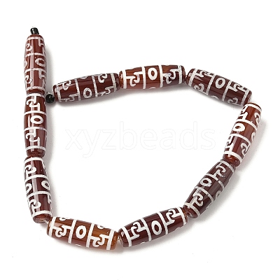 Rice Shape Tibetan Style dZi Beads Strands G-A269-A04-01-1