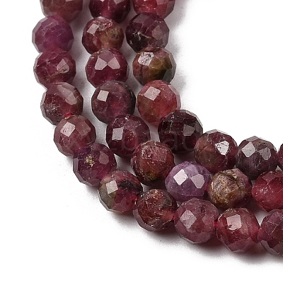 Natural Red Tourmaline Beads Strands G-A318-A01-4mm-01-1