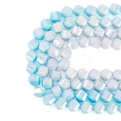 2Strands 2 Colors Anti-Tarnish Electroplate Glass Beads Strands GLAA-TA0003-78-1