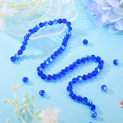 1 Strand Electroplate Transparent Glass Beads Strands EGLA-TADJ0001-15B-1