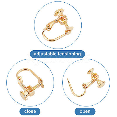 20Pcs Brass Clip-on Earring Findings KK-BBC0003-38-1