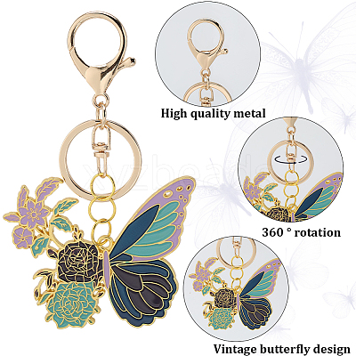 DIY Alloy Enamel Butterfly Pendants Keychain Making Kits DIY-SP0003-10B-1