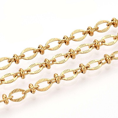 304 Stainless Steel Textured Oval Link Chains CHS-N005-06B-G-1