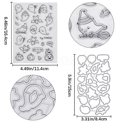 1Pc Halloween Theme PVC Plastic Clear Stamps DIY-CP0008-83-1