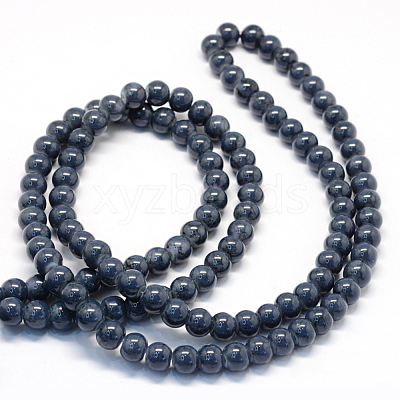 Baking Paint Glass Round Bead Strands DGLA-Q019-6mm-55-1
