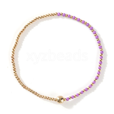 Glass Seed Beads & CCB Beads Stretch Bracelets TB4137-52-1