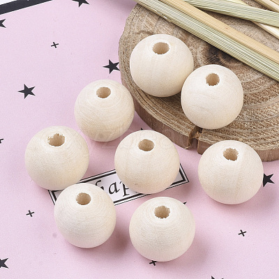 Natural Unfinished Wood Beads X-WOOD-S651-A10mm-LF-1