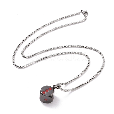 Zinc Alloy with Enamel Dice Pendant Necklaces NJEW-C034-04P-02-1