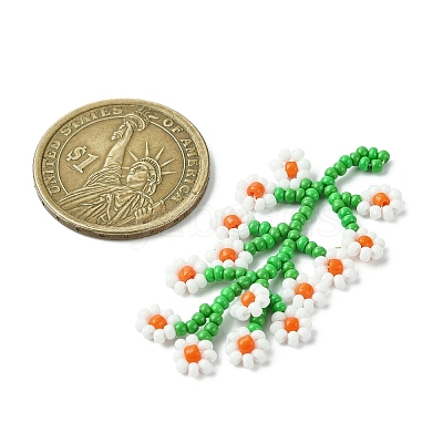 Glass Seed Beaded Flower Vine Pendants PALLOY-CJ00127-1