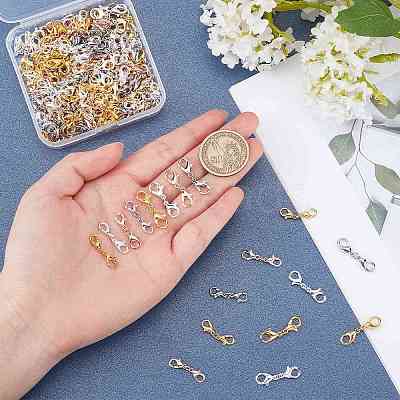 160Pcs 2 Style Zinc Alloy/Stainless Steel Lobster Claw Clasps FIND-PH0004-16-1