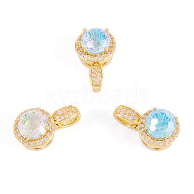 3Pcs 3 Colors Brass Micro Pave Cubic Zirconia Pendants KK-TA0008-25-1