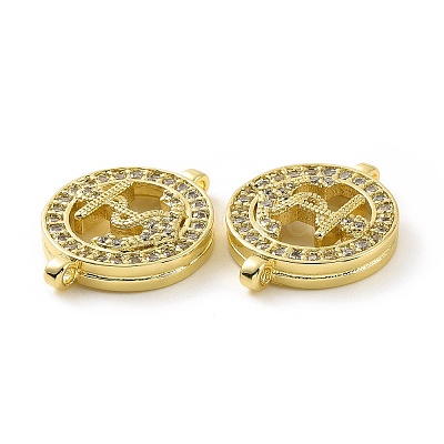 Rack Plating Brass Micro Pave Clear Cubic Zirconia Connector Charms KK-C008-06G-1