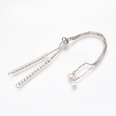 Adjustable Brass Micro Pave Cubic Zirconia Chain Bracelet Making ZIRC-T004-39P-1
