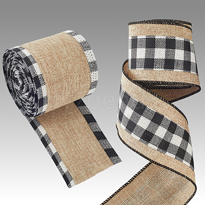 2 Rolls 2 Colors Imitation Burlap Ribbon DIY-CY0001-75-1