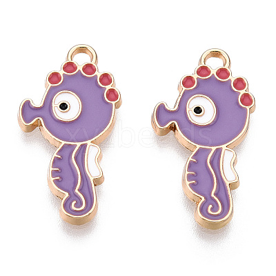 Light Gold Plated Alloy Enamel Pendants ENAM-T009-77A-RS-1