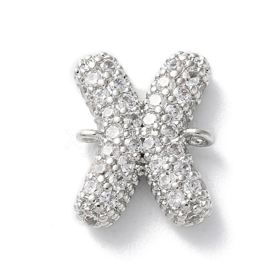 Brass Micro Pave Cubic Zirconia Letter Links KK-I717-04X-P-1
