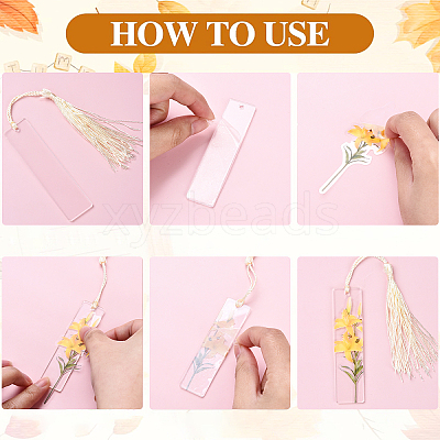 DIY Acrylic Blank Rectangle with Polyester Tassel Bookmark Making Kits DIY-YW0010-86A-1