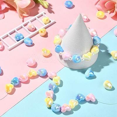 90Pcs 3 Colors UV Plating Opaque Rainbow Iridescent Acrylic Beads PACR-CJ0001-32-1
