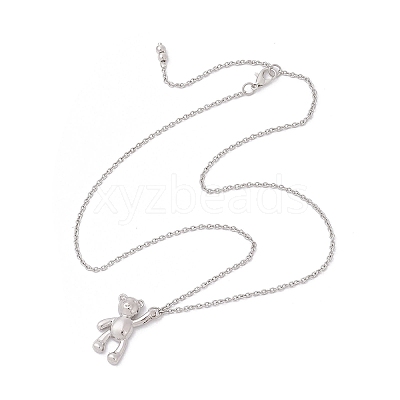 3Pcs 3 Styles 304 Stainless Steel Bear Dog Pendant Necklaces for Women Men NJEW-JN05414-1