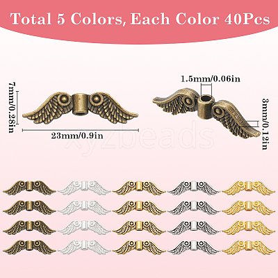 200Pcs 5 Colors Tibetan Style Alloy Beads FIND-SP0002-14-1