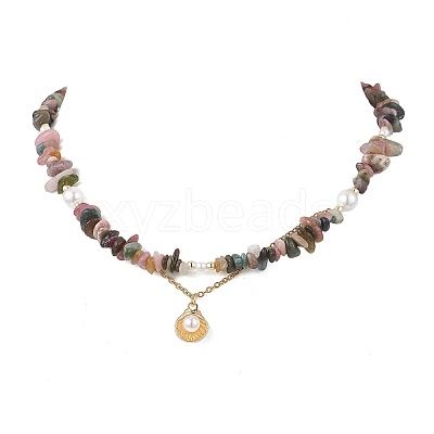 Natural Multicolor Tourmaline Chips Beads Necklaces & Bracelets Sets for Women SJEW-JS01372-02-1