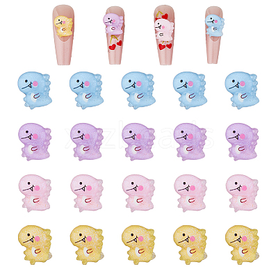 80Pcs 4 Colors Opaque Resin Cabochons CRES-FH0001-18-1