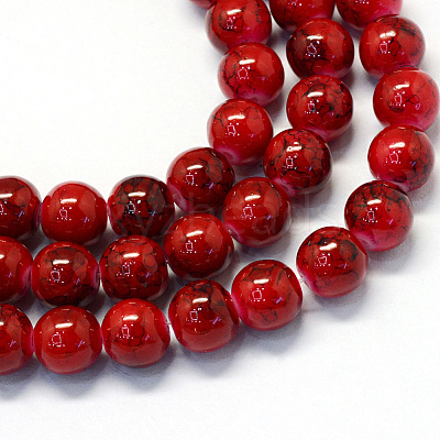 Baking Paint Glass Round Bead Strands X-DGLA-Q019-8mm-49-1