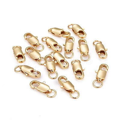 Rack Plating Brass Lobster Claw Clasps with Jump Rings KK-WH0063-02G-02-NR-1