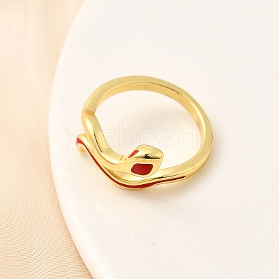 Brass Enamel Cuff Rings for Women RJEW-F188-04G-02-1