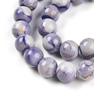 Baking Paint Glass Beads Strands DGLA-N003-10mm-C08-1