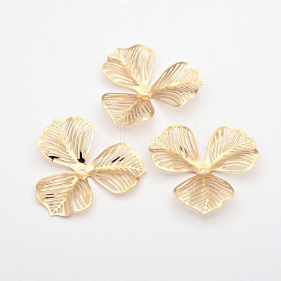 3-Petal Flower Rack Plating Iron Bead Caps X-IFIN-D071-1