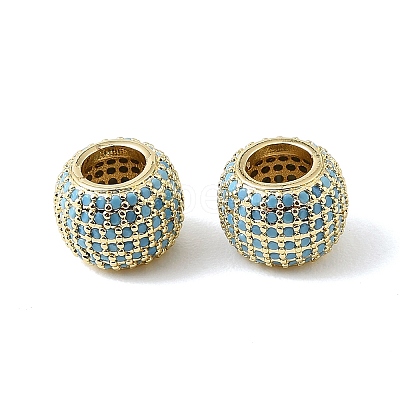 Brass Micro Pave Sky Blue Cubic Zirconia European Beads CU-CBA9CBD-04G-1