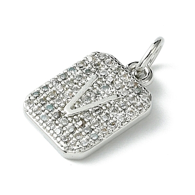 Rack Plating Brass Micro Pave Clear Cubic Zirconia Charms KK-G501-01V-P-1