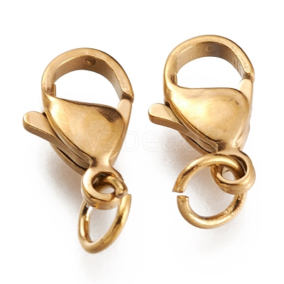 Ion Plating(IP) 304 Stainless Steel Lobster Claw Clasps STAS-G240-01E-G-1