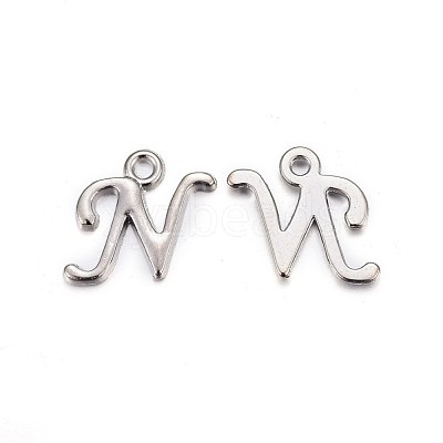 Platinum Plated Alloy Letter Pendants PALLOY-J718-01P-N-1