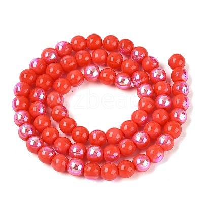 Electroplate Opaque Glass Beads Strands EGLA-Q132-6MM-01C-05-1