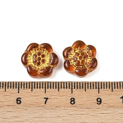 Baking Paint and Golden Metal Enlaced Glass Beads DGLA-T004-10M-1
